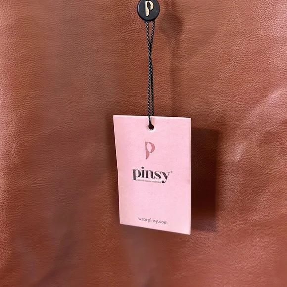 Pinsy Vegan Leather Scoop Tank Shapewear Bodysuit Seasonal Brown NWT Size Medium - Picture 10 of 14